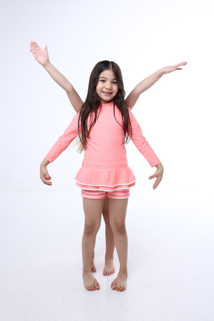 Guava Pink Long Sleeve Swim Set