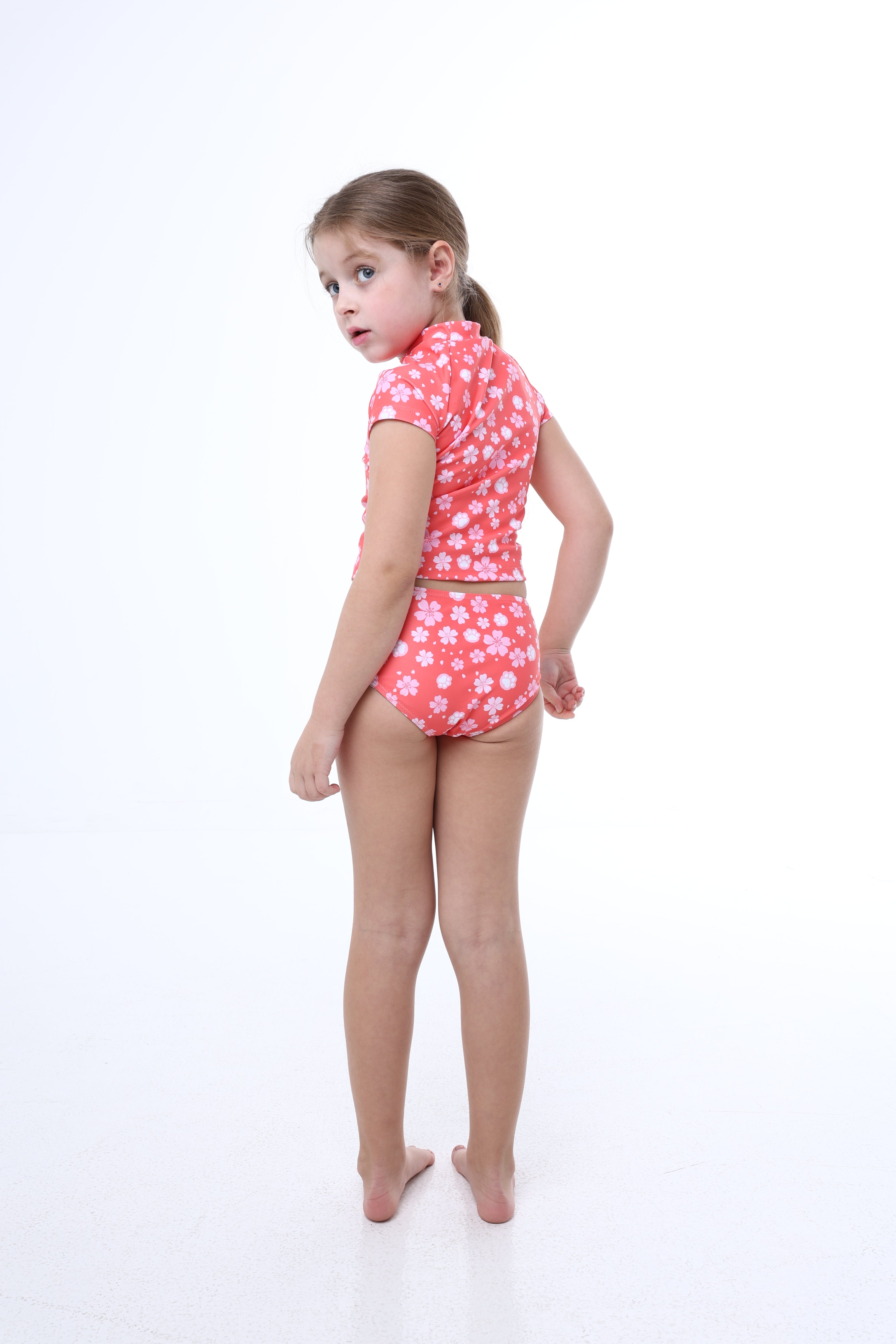 Paws in Bloom Tankini -girls two piece swimsuit