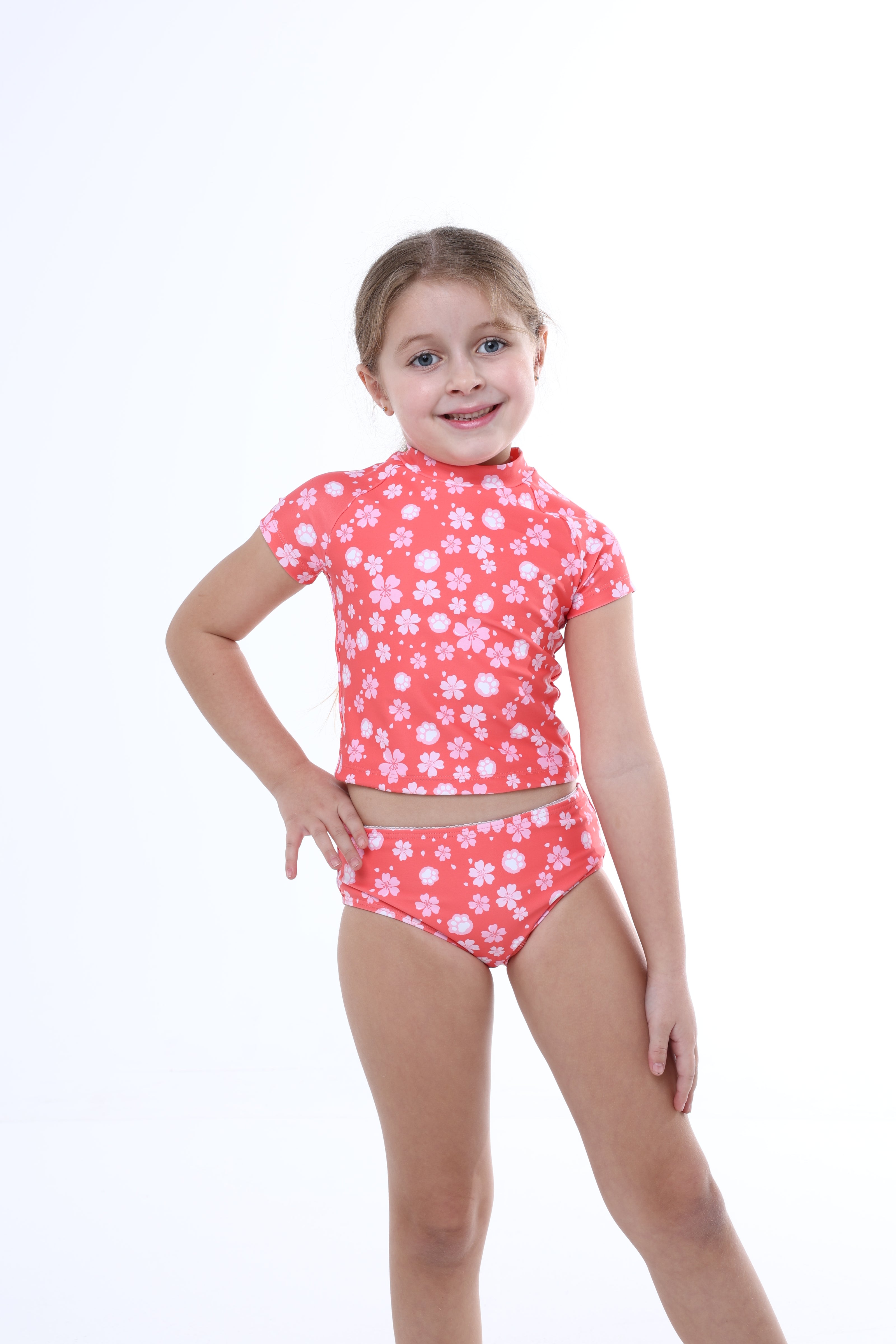 Paws in Bloom Tankini -girls two piece swimsuit