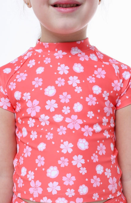 Paws in Bloom Tankini -girls two piece swimsuit