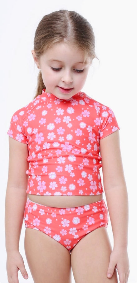 Paws in Bloom Tankini -girls two piece swimsuit